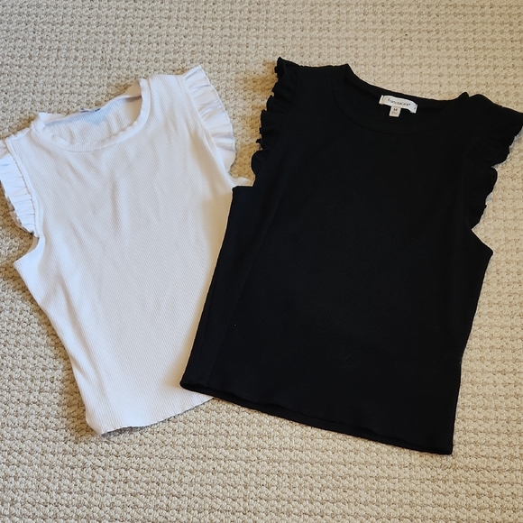 Francesca's Collections Kids Ruffle Tank Tops - Black and White - Picture 1 of 10